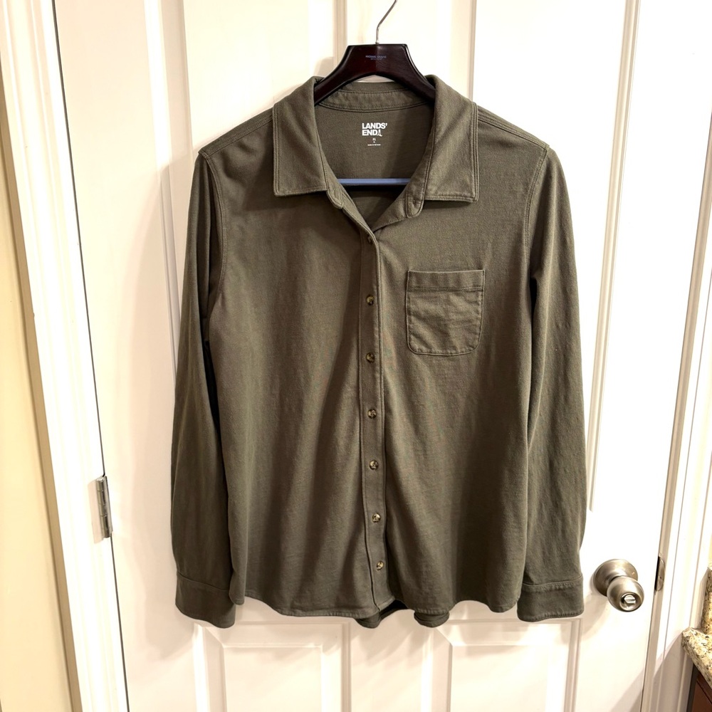 Lands' End Olive Button Down Shirt